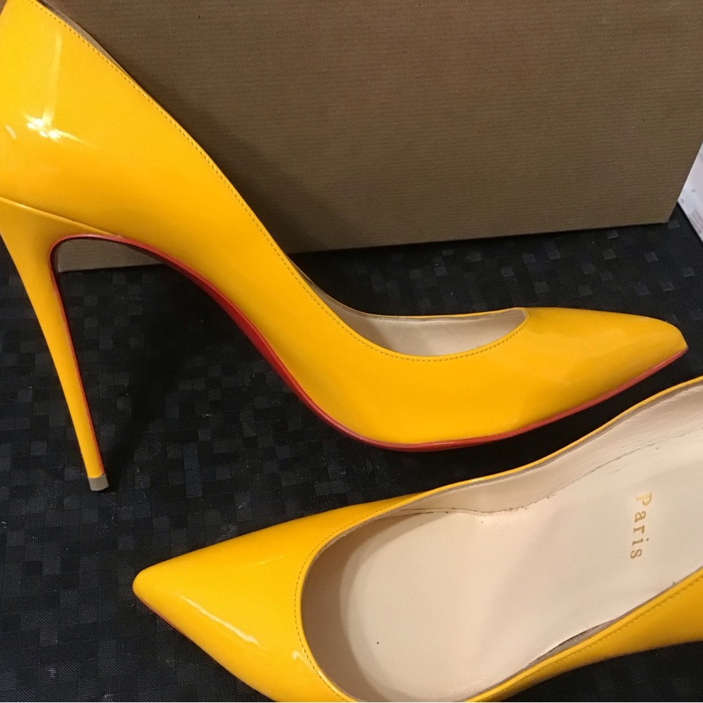 Christian Louboutin Yellow Pigalle Size 9.5 - Picture 9 of 11